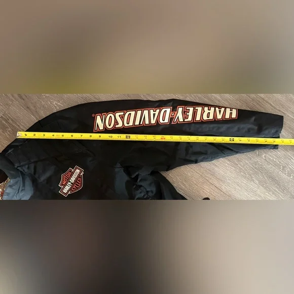 Harley-Davidson Black and Orange XL Embroidered Patch Men's Bomber Jacket - Picture 13 of 15